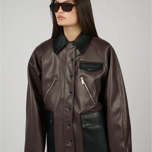 WeWoreWhat Dark Brown Faux Leather Oversized Jacket
